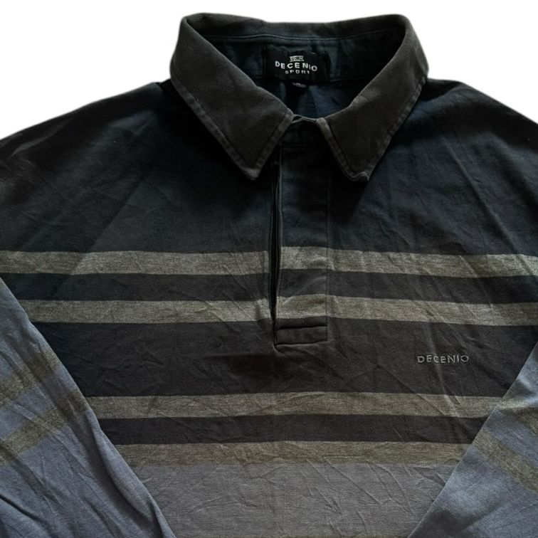 Medium Decenio Grey Striped Rugby Shirt