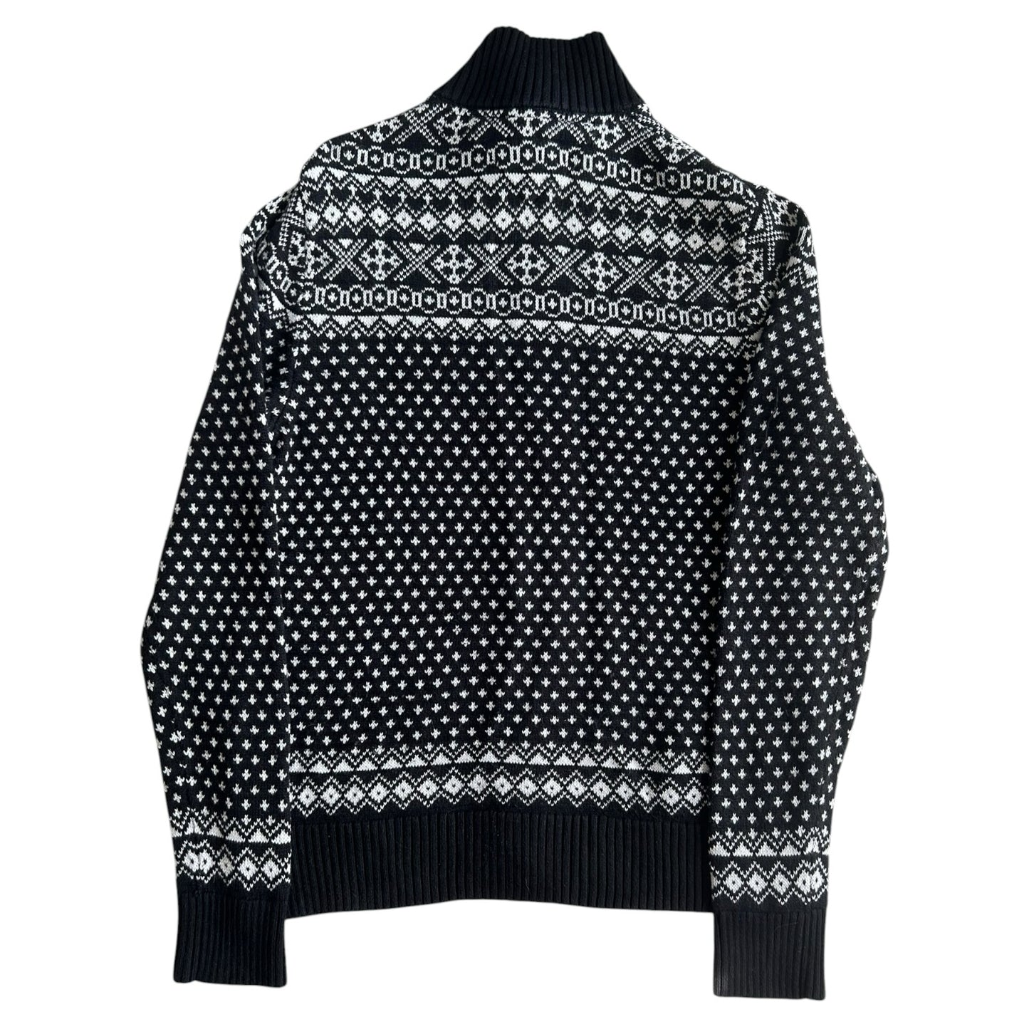 Medium Tommy Hilfiger Black and White Fair Isle Full Zip Jumper