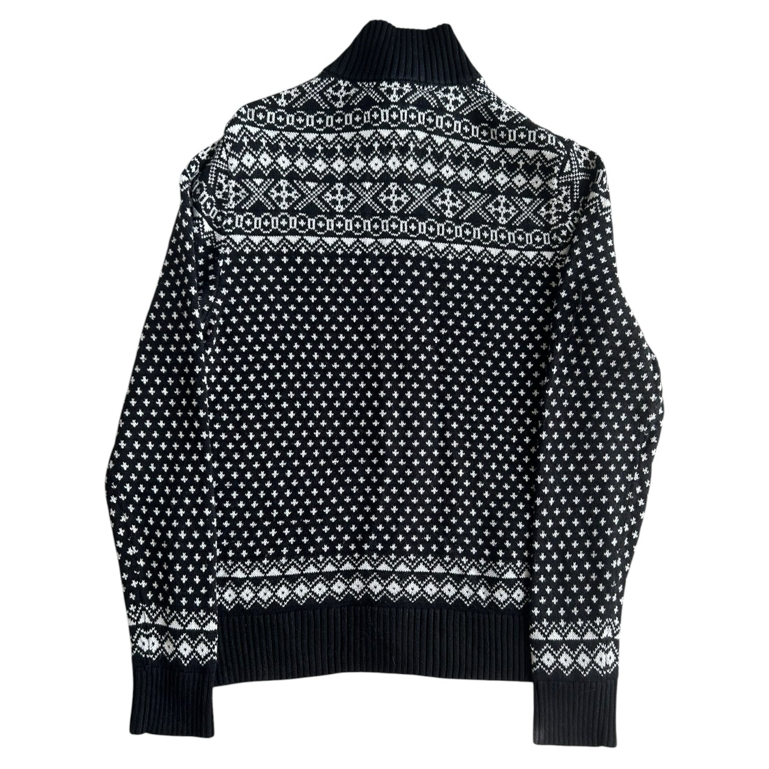 Medium Tommy Hilfiger Black and White Fair Isle Full Zip Jumper