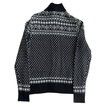 Medium Tommy Hilfiger Black and White Fair Isle Full Zip Jumper