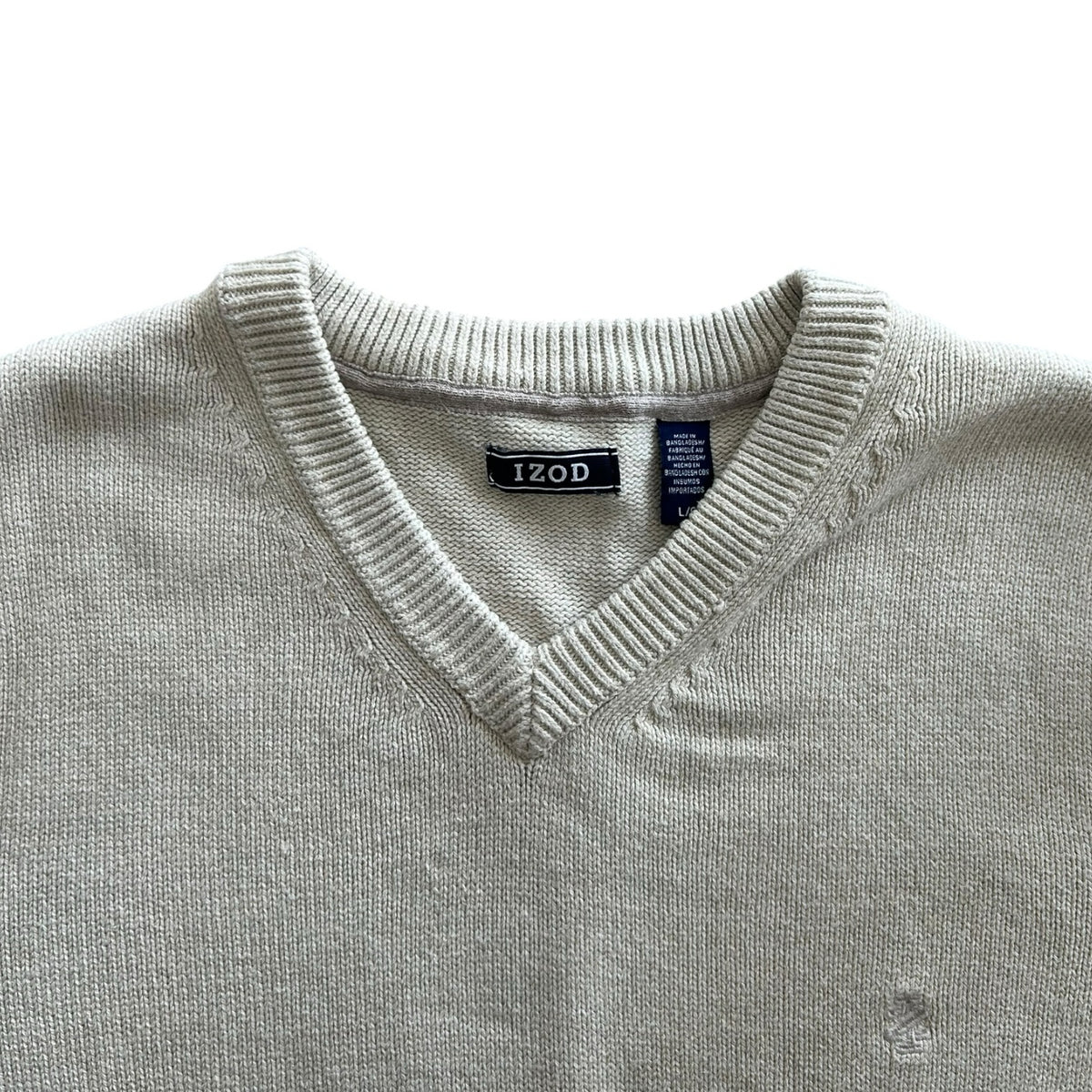 Large Izod Cream V-Neck Knitted Jumper