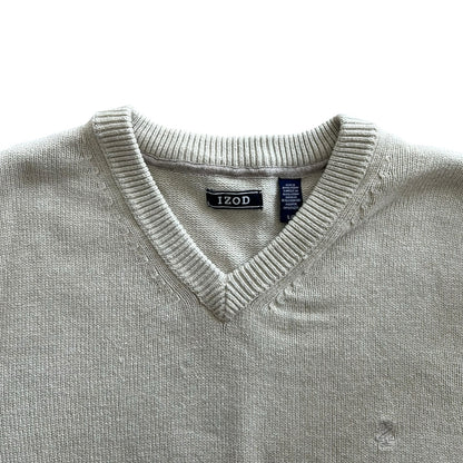 Large Izod Cream V-Neck Knitted Jumper
