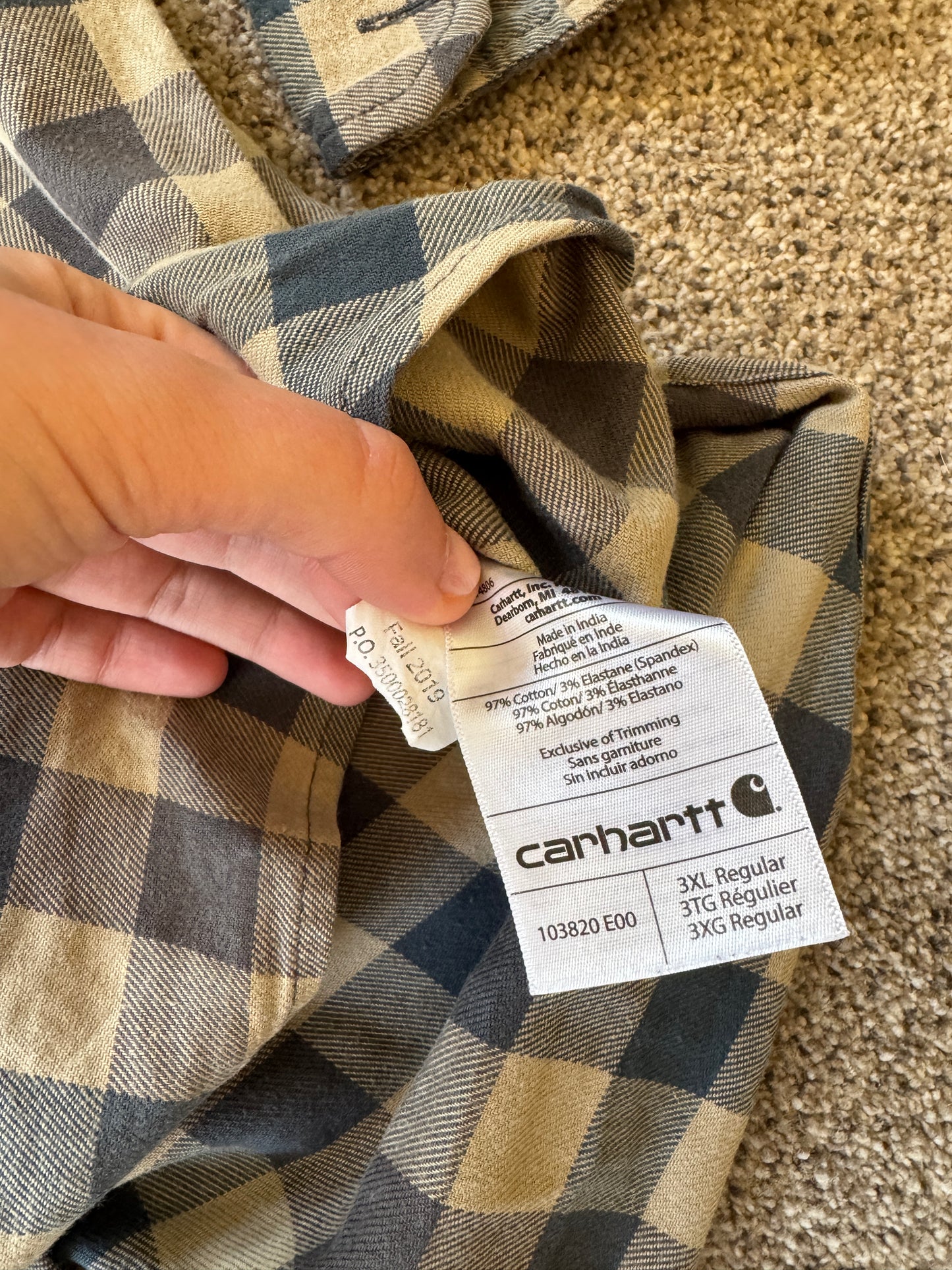 3XL Carhartt Blue Hamilton Flannel Shirt