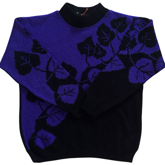 Small Blue and Purple Leaf Funky Knit