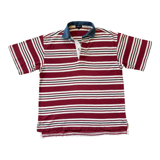 Medium Gant Red Striped Short Sleeved Rugby Shirt