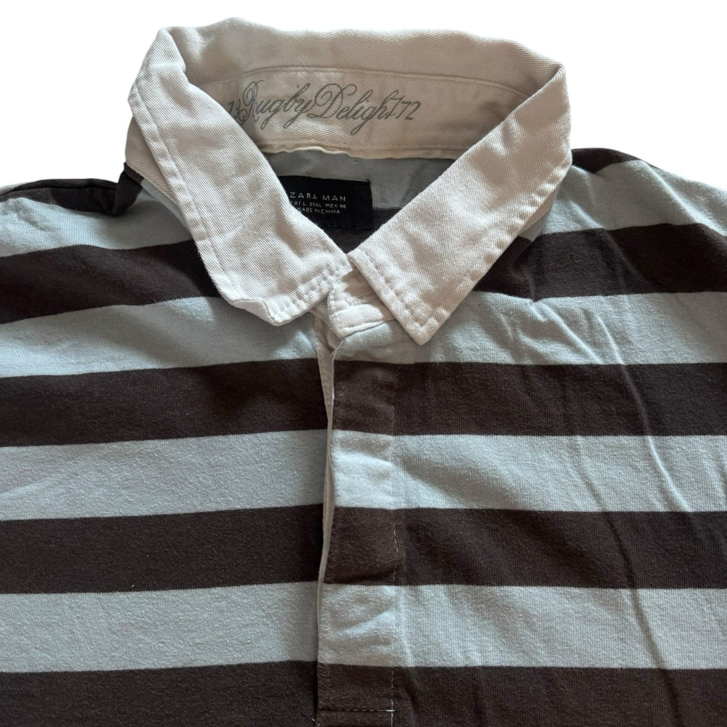 Large Zara Brown and Blue Rugby Shirt
