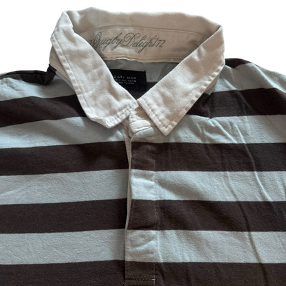 Large Zara Brown and Blue Rugby Shirt