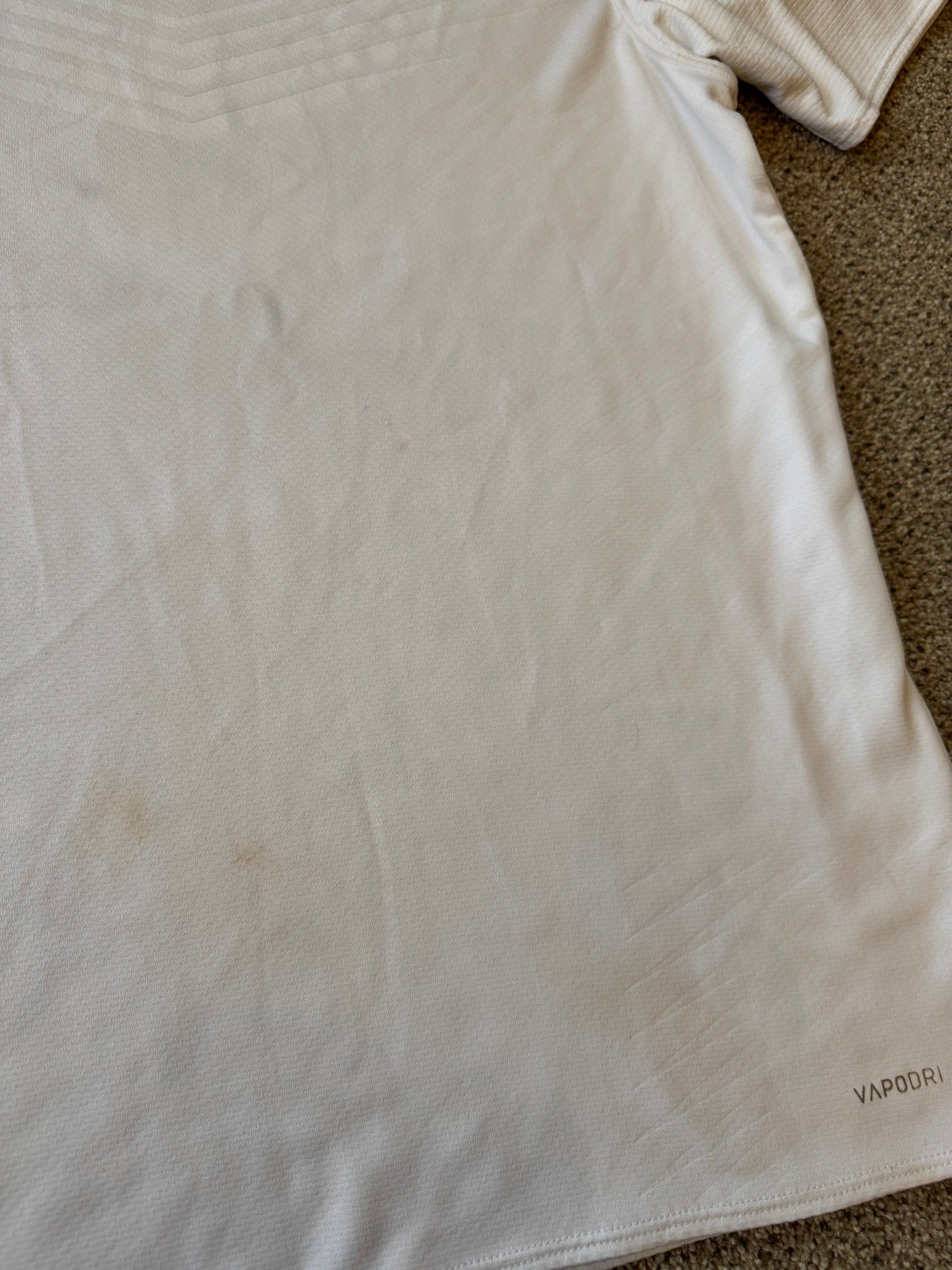 Medium England Canterbury White Rugby Shirt - stained