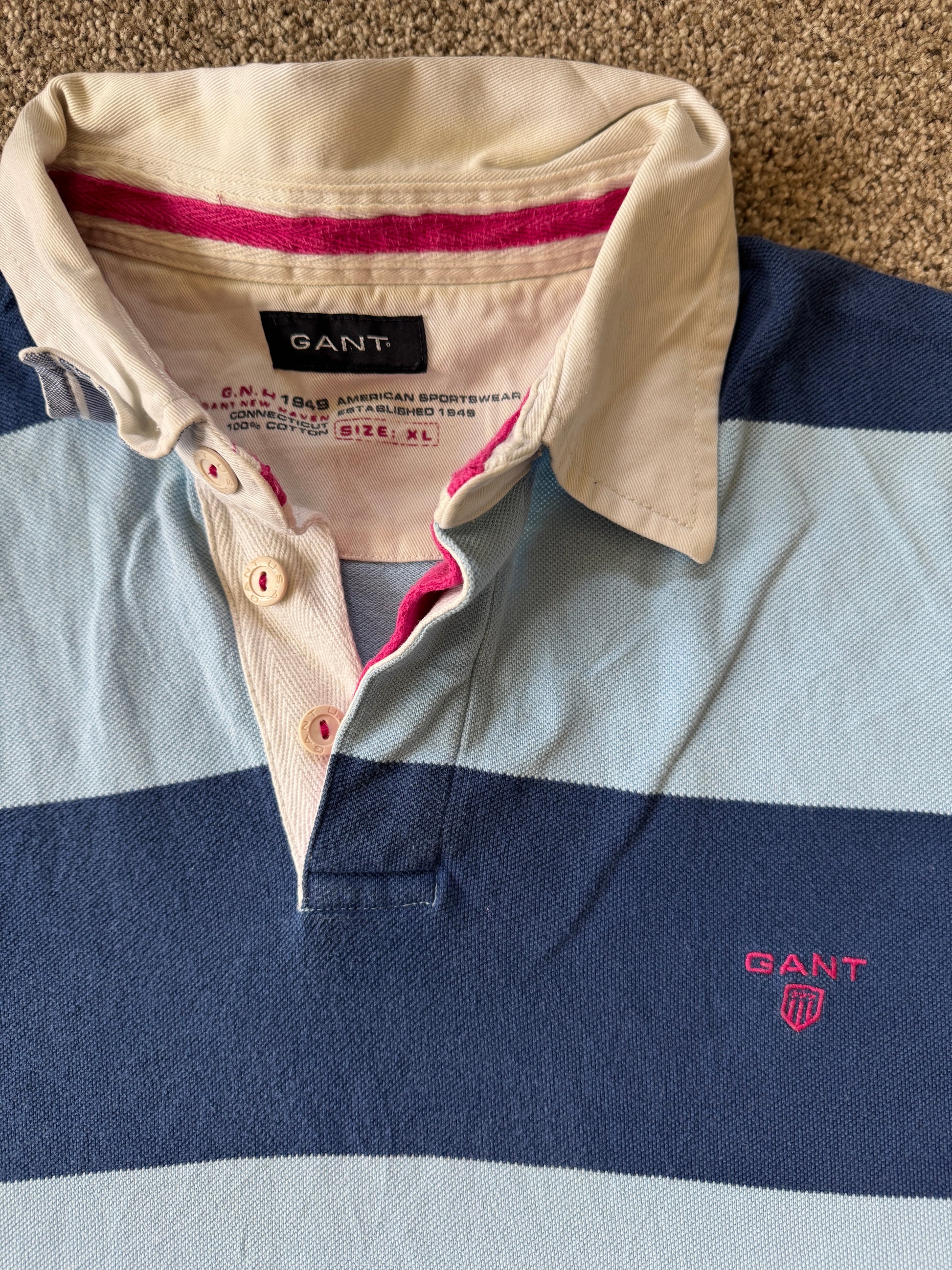 Extra large Gant Navy Blue Short Sleeved Rugby Shirt