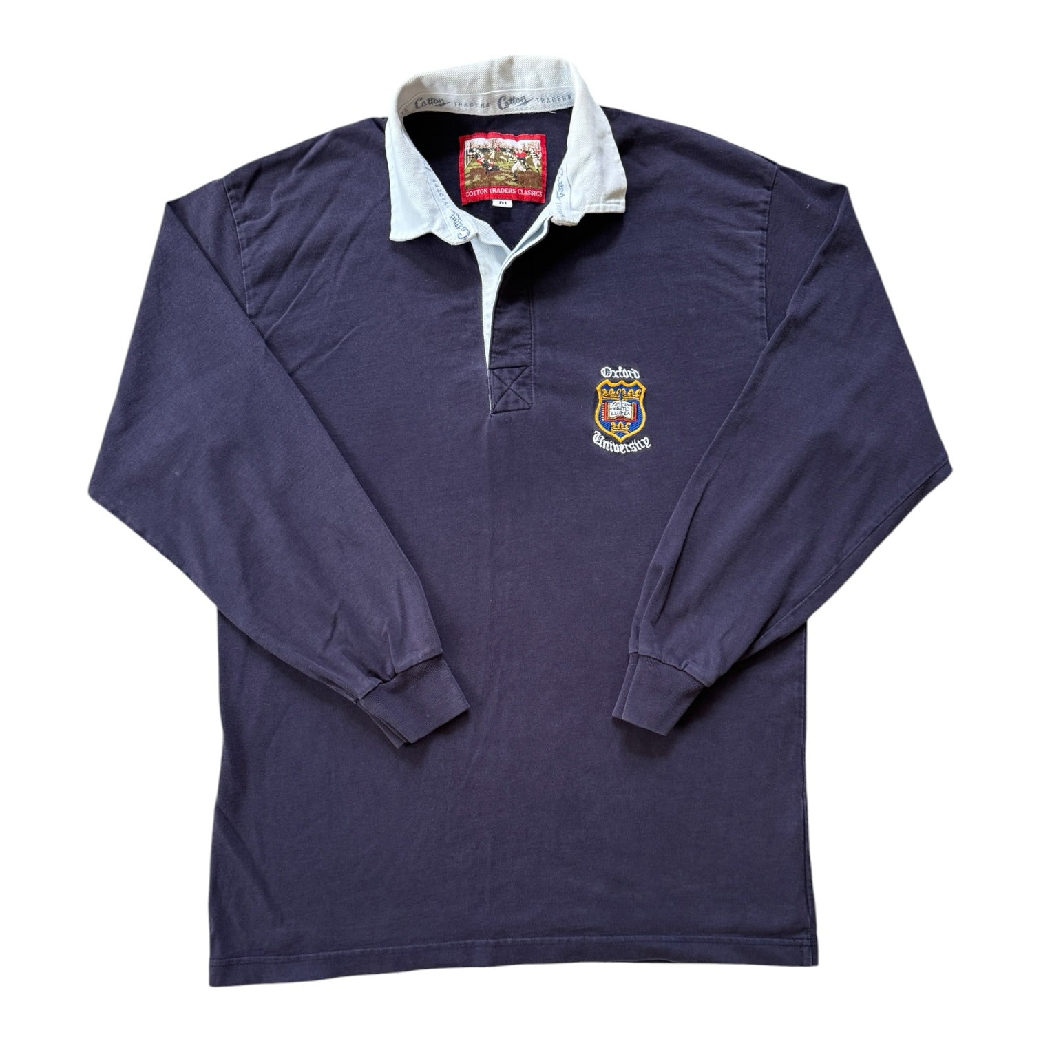 Medium Cotton Traders Navy Oxford University Rugby Shirt