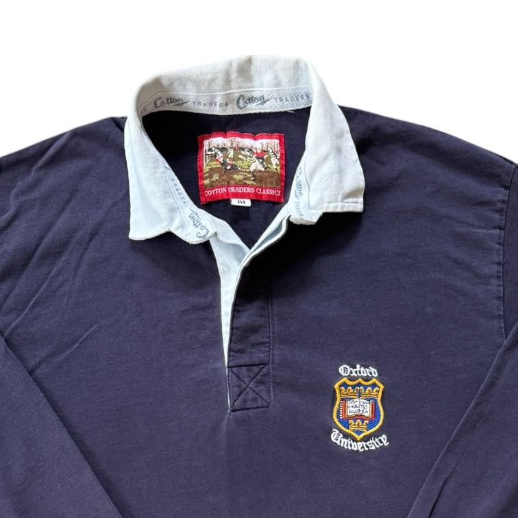 Medium Cotton Traders Navy Oxford University Rugby Shirt