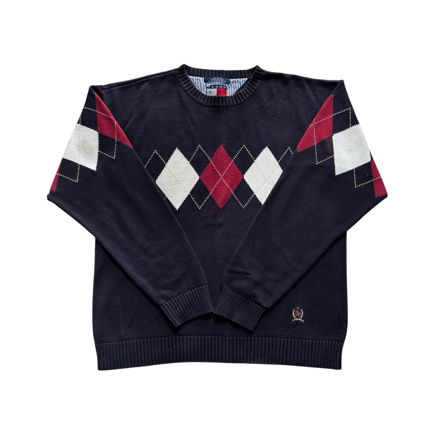 Extra large Tommy Hilfiger Black Heavy Knit Argyle Jumper