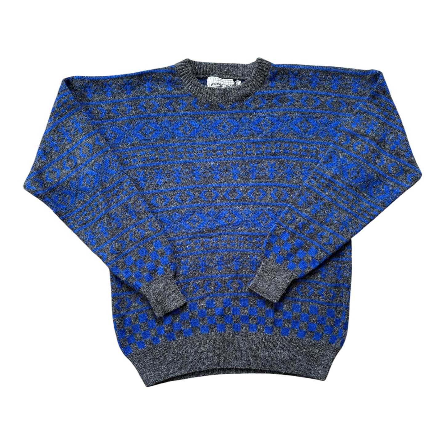 Medium Expressions Blue and Grey Funky Knit