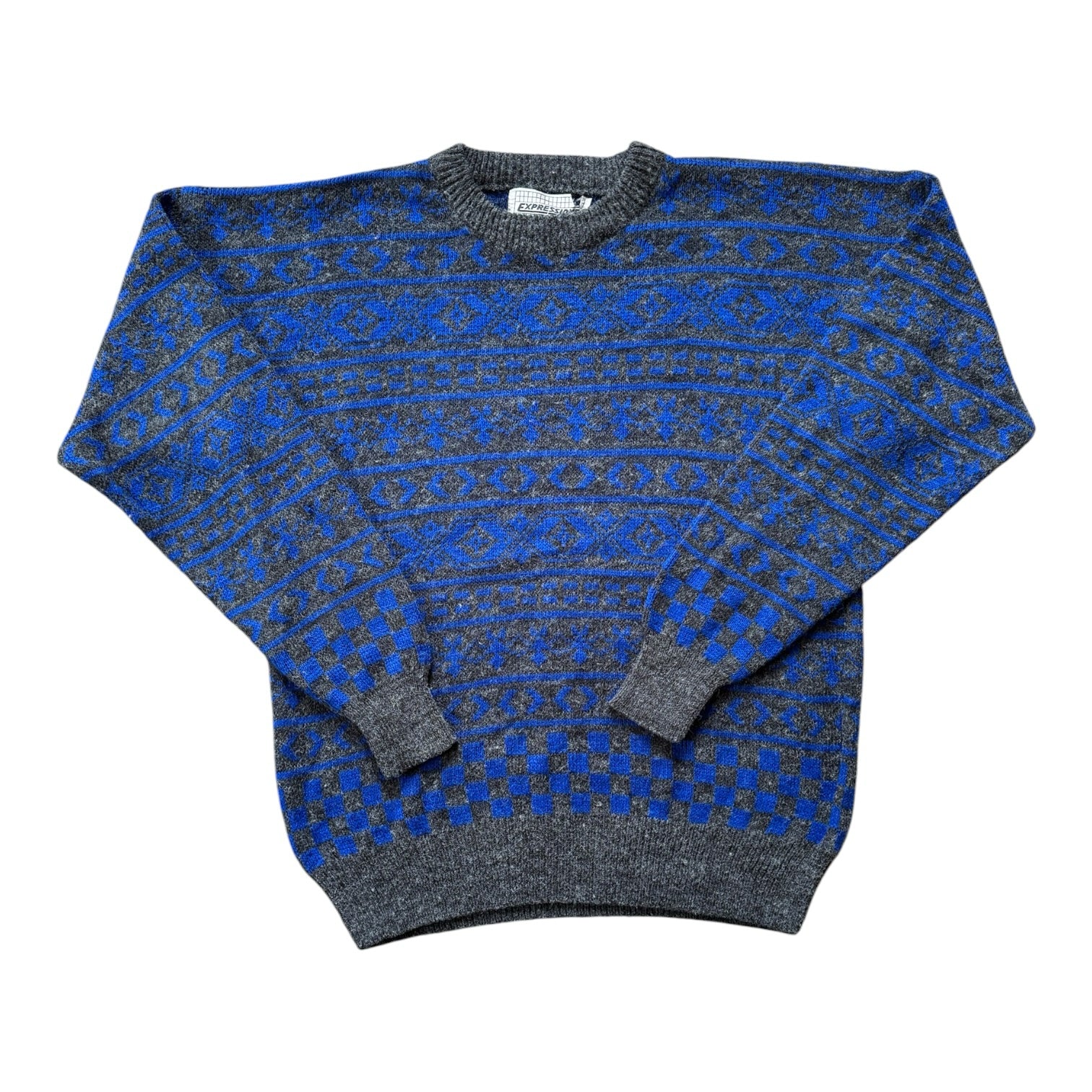 Medium Expressions Blue and Grey Funky Knit