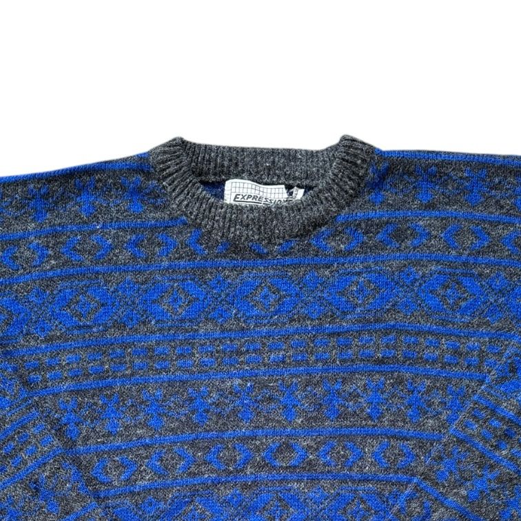 Medium Expressions Blue and Grey Funky Knit