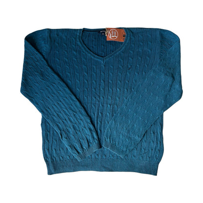 Woman's Extra large Nautica Blue V-Neck Cable Knit Jumper