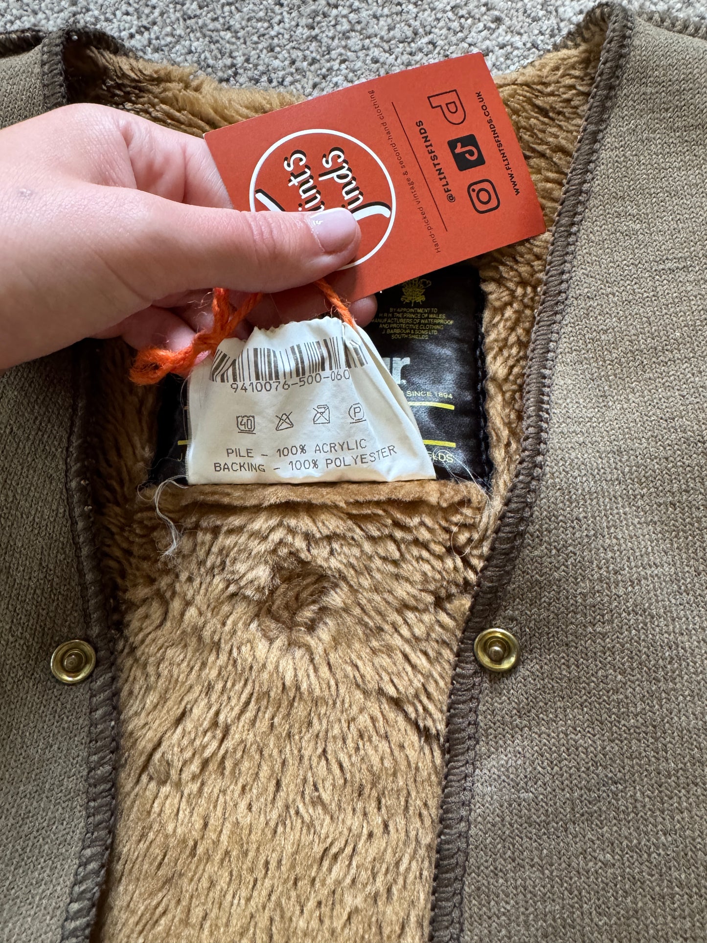 Medium C40/ 102cm Barbour Brown Acrylic Coat Lining