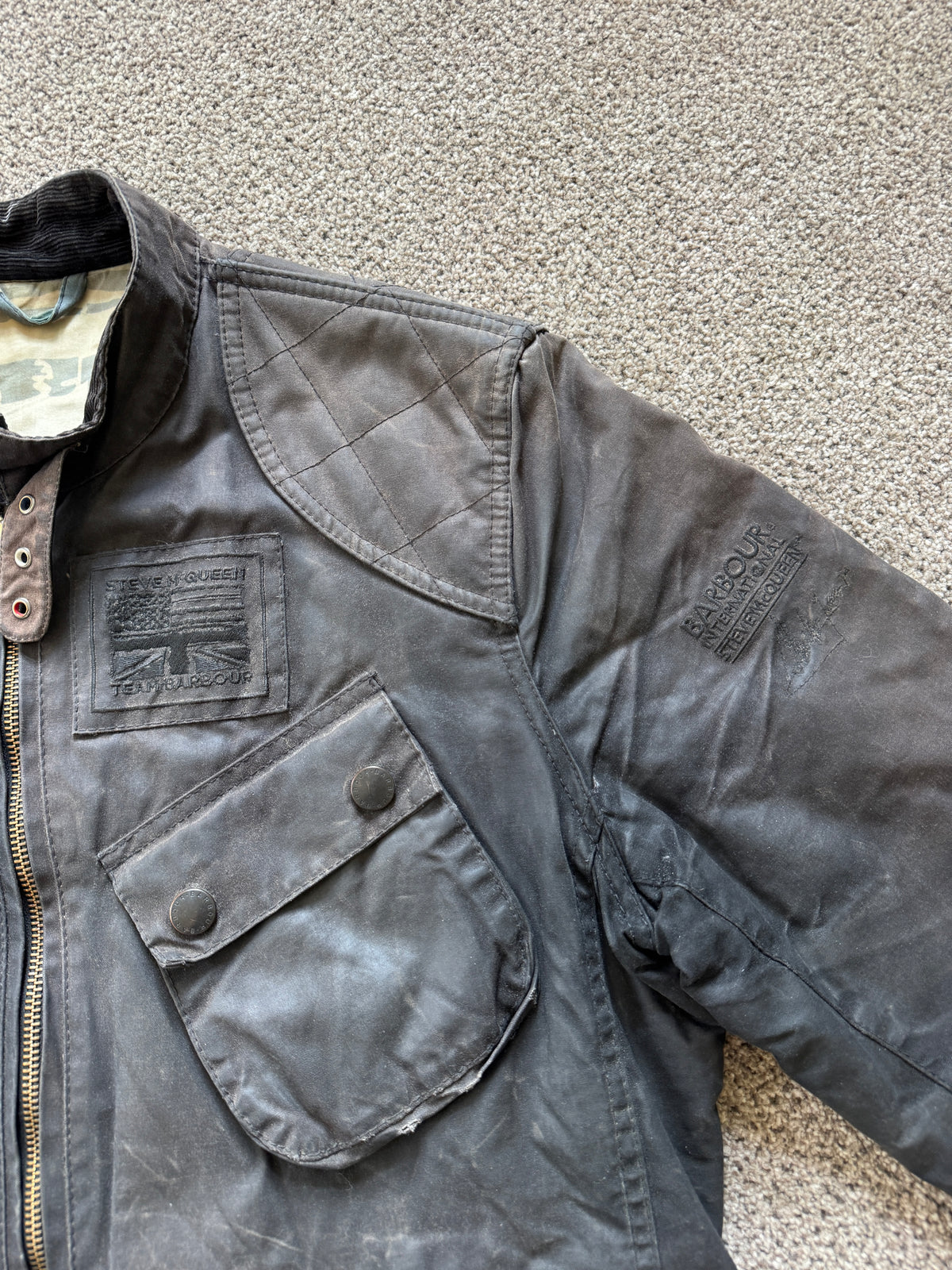 Woman's Extra large Barbour x Steve McQueen Bonner Biker Wax Jacket in a Browny Colour