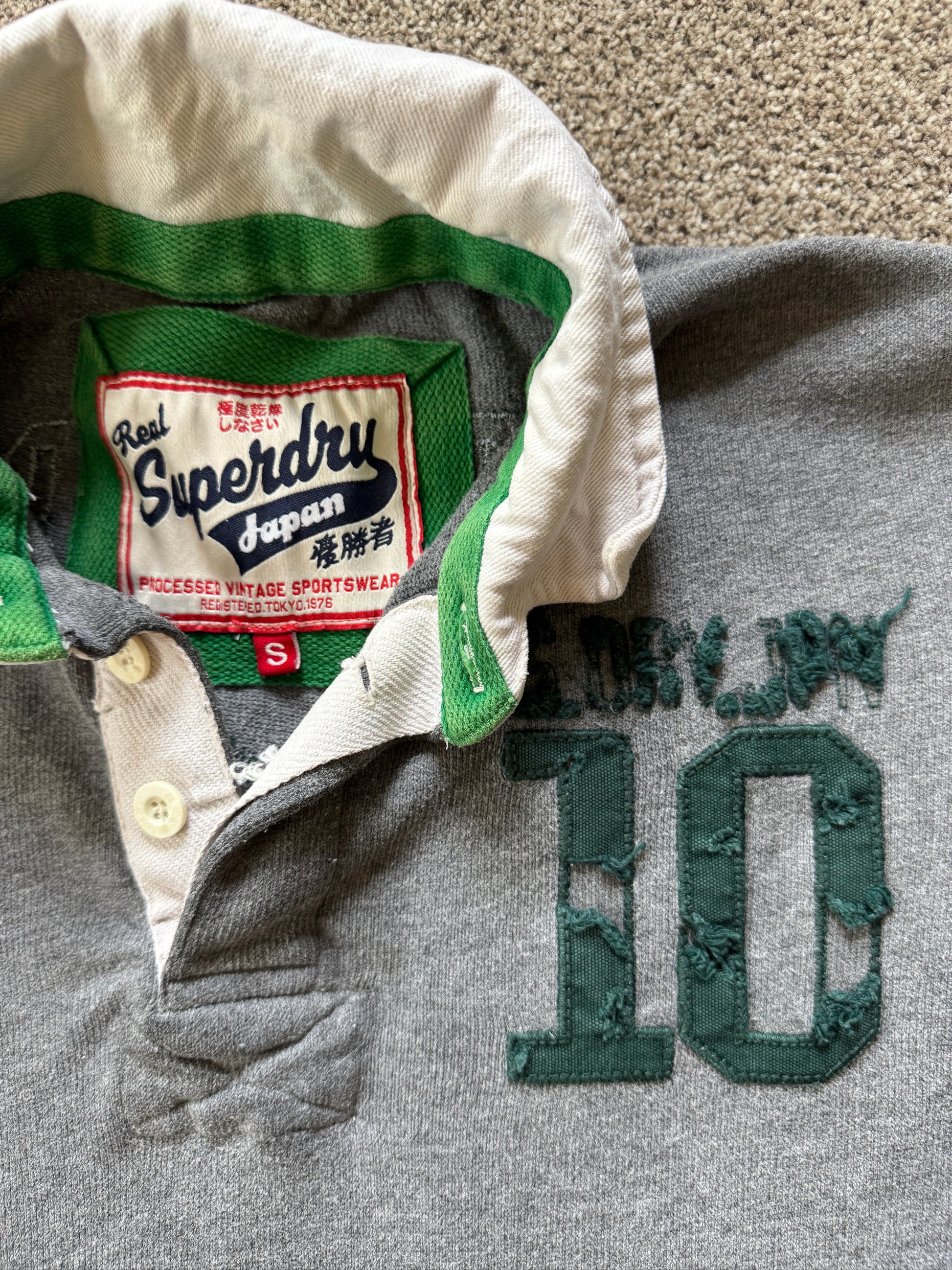 Small Superdry Heavy Weight Grey Rugby Shirt