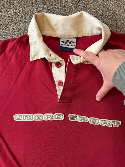 Large Umbro Sport Red Rugby Shirt