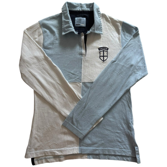 Woman's Medium Sacoor Blue and Cream Rugby Shirt