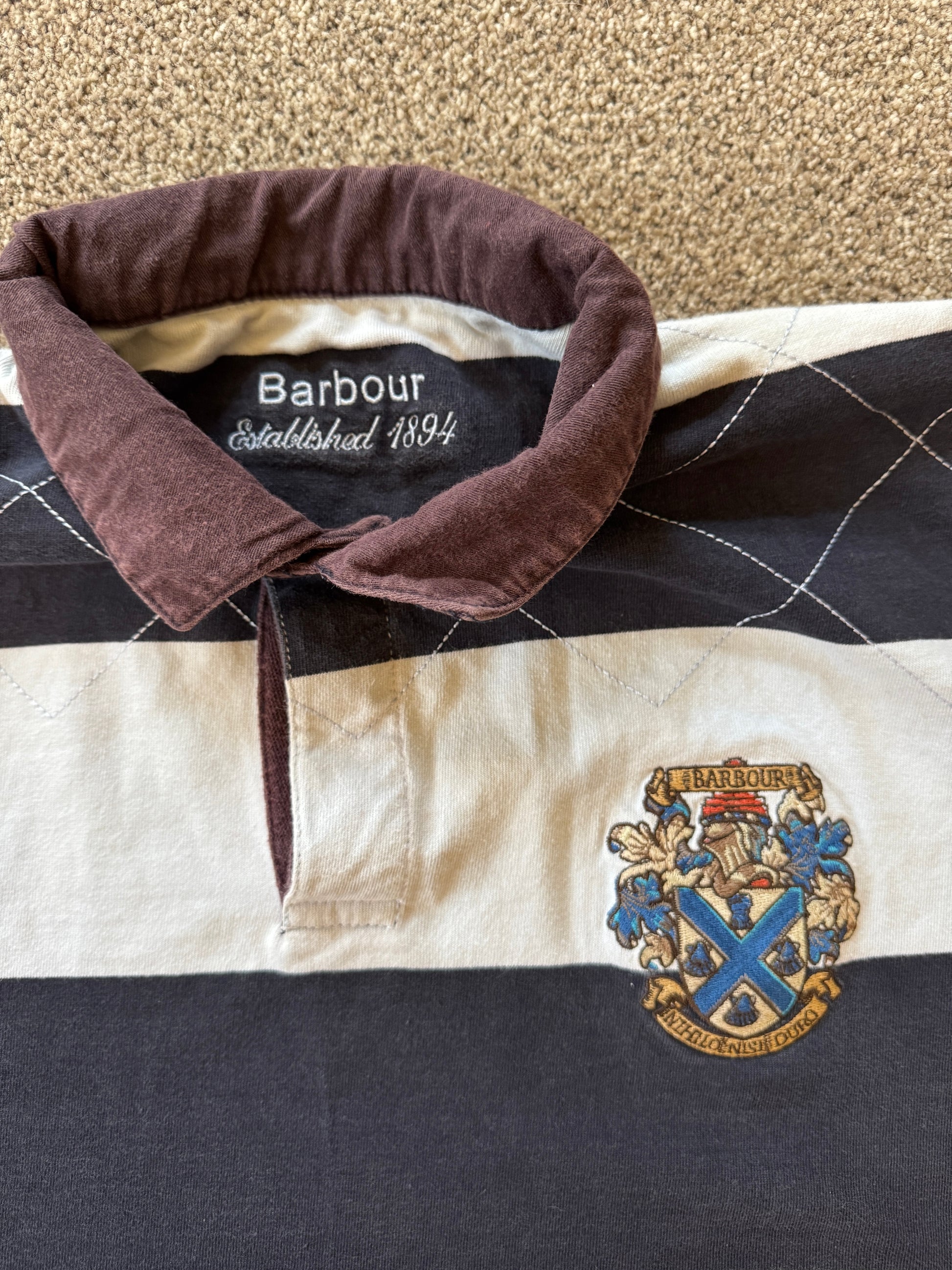 Medium Barbour Navy and White Rugby Shirt