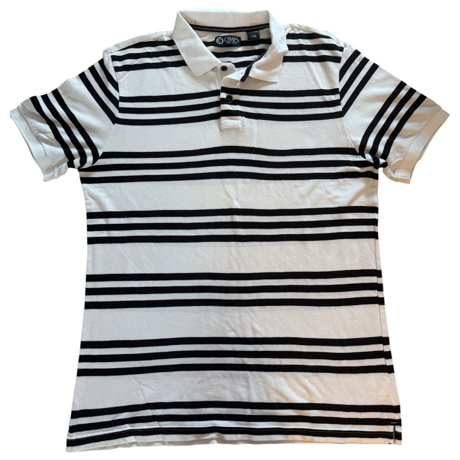 Large Chaps White and Black Polo Shirt