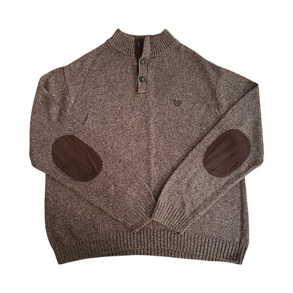 XXL Chaps Brown Knitted 1/4 Button Jumper