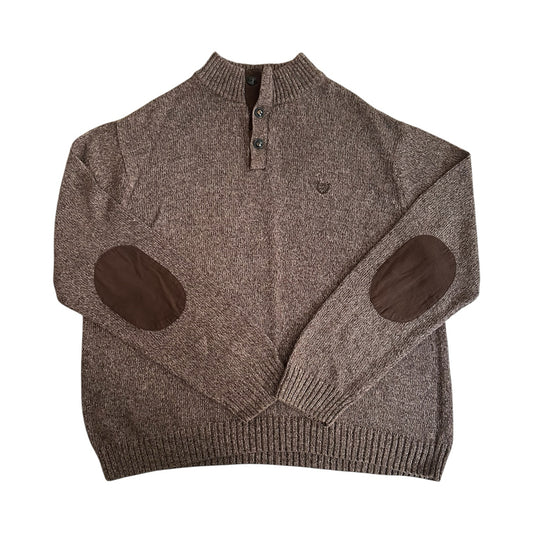 XXL Chaps Brown Knitted 1/4 Button Jumper