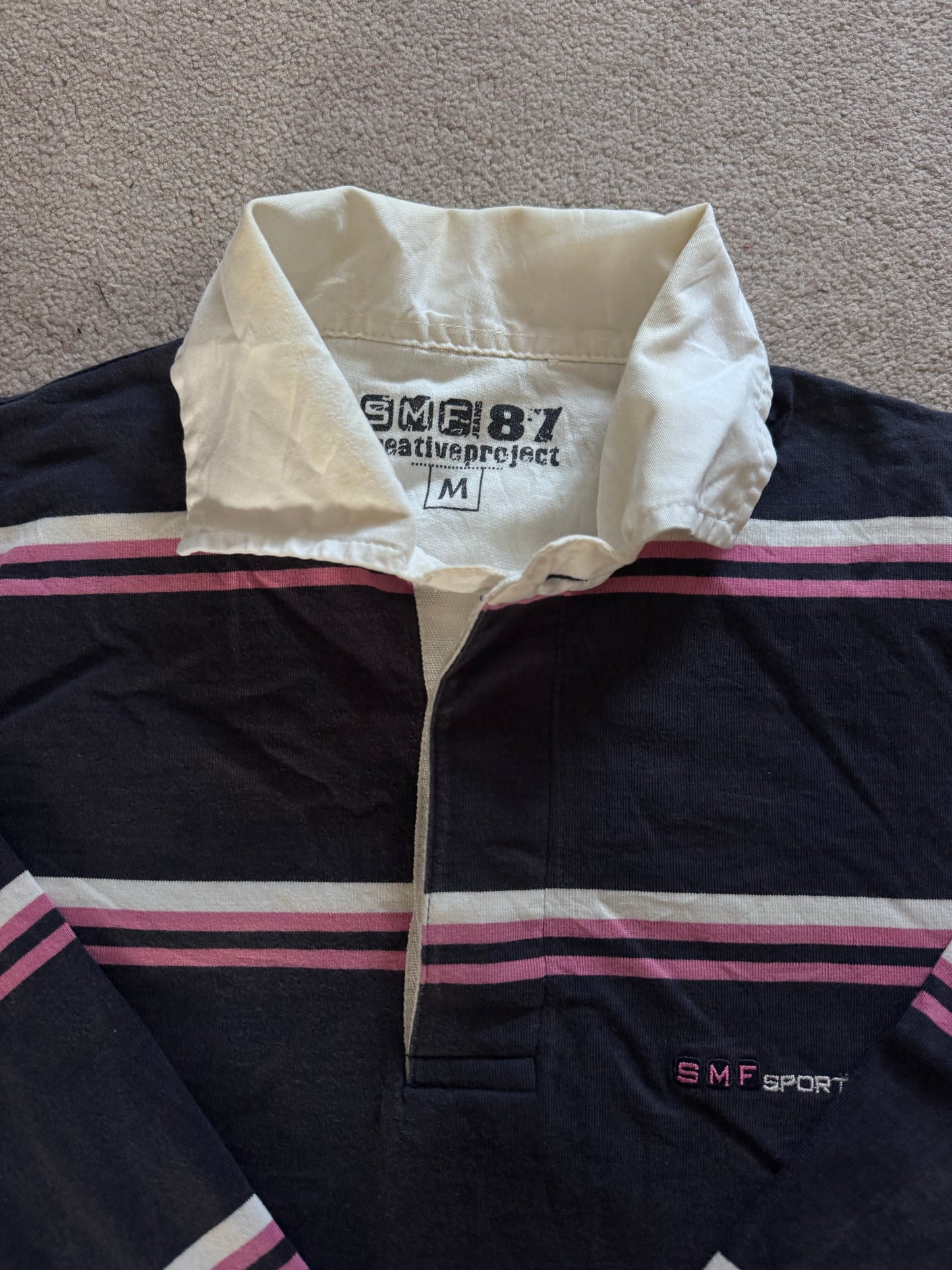 Medium SMF Sport Pink, Navy and White Rugby Shirt