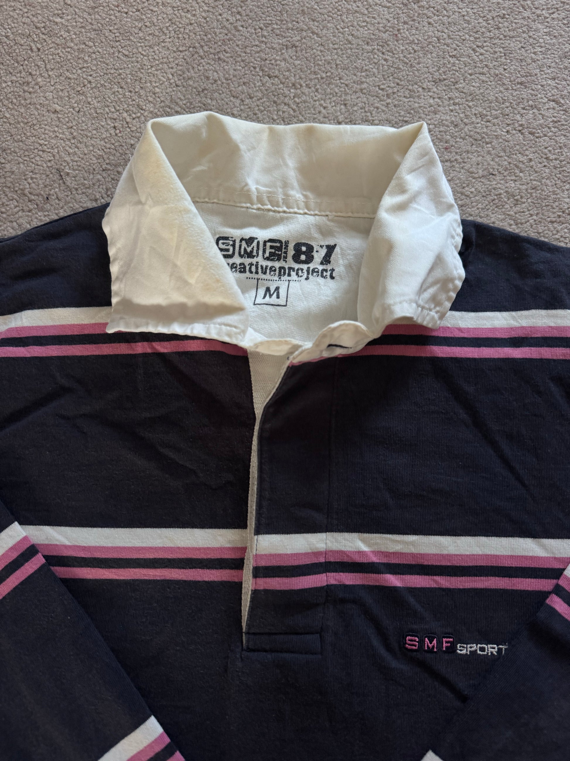 Medium SMF Sport Pink, Navy and White Rugby Shirt