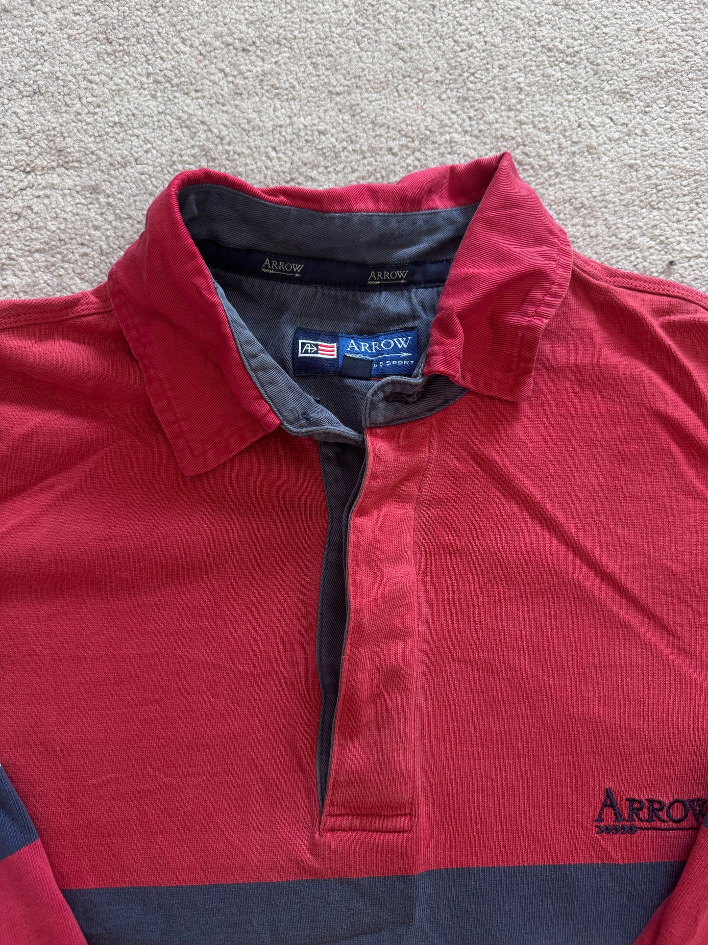Small Arrow Red and Navy Rugby Shirt
