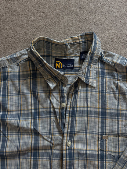 Extra large Nautica Blue Plaid Long Sleeved Shirt