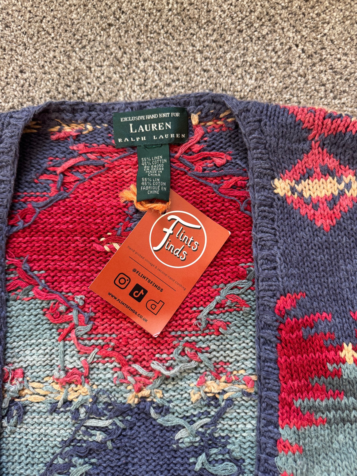Woman's XXL Ralph Lauren Aztec Southwestern Hand Knitted Vest