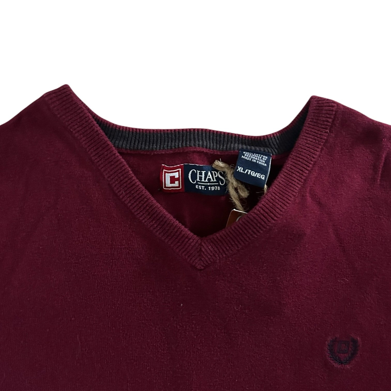 Extra large Chaps Burgundy Red V-Neck Jumper