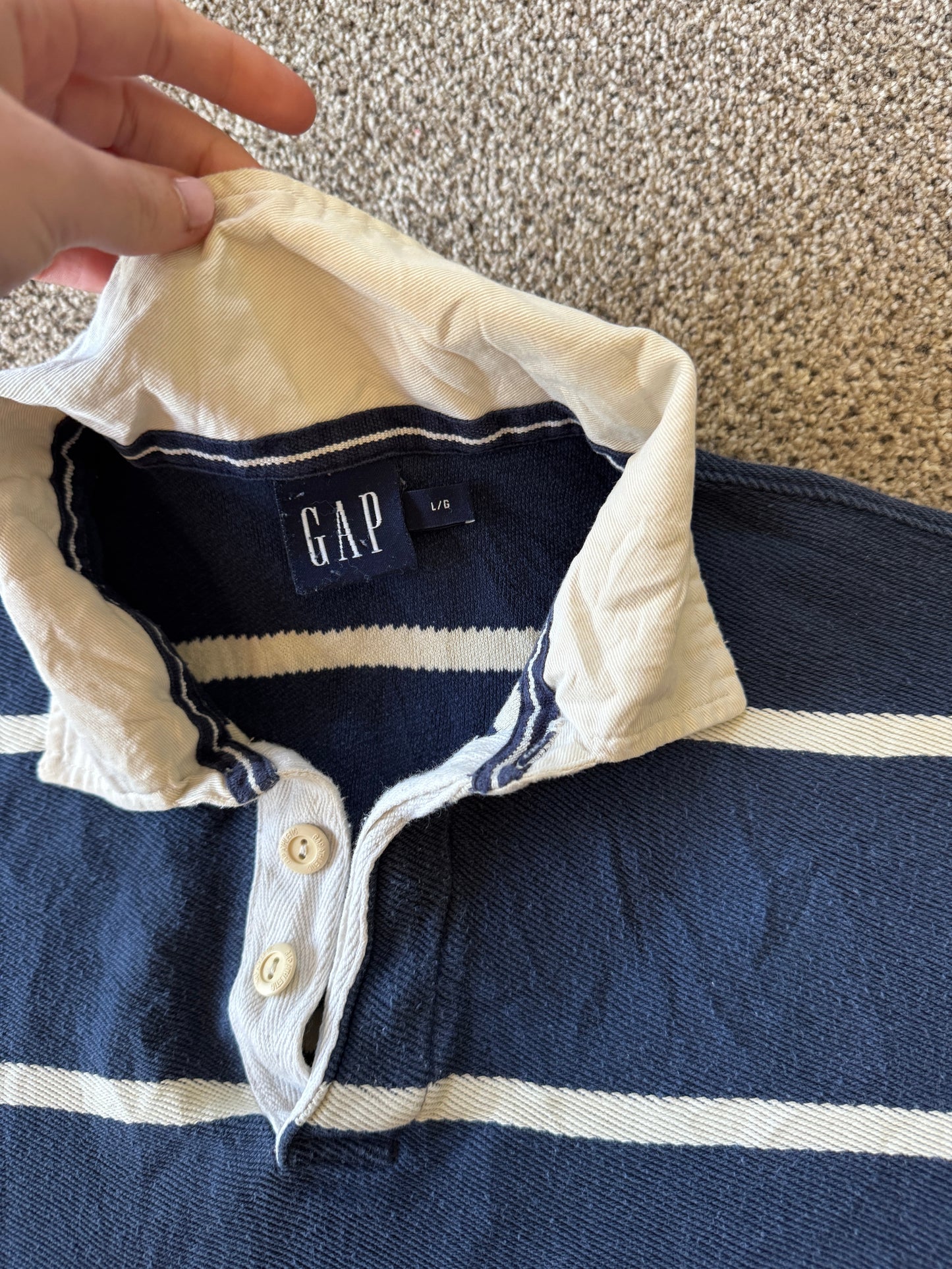 Large Gap Navy and White Rugby Shirt