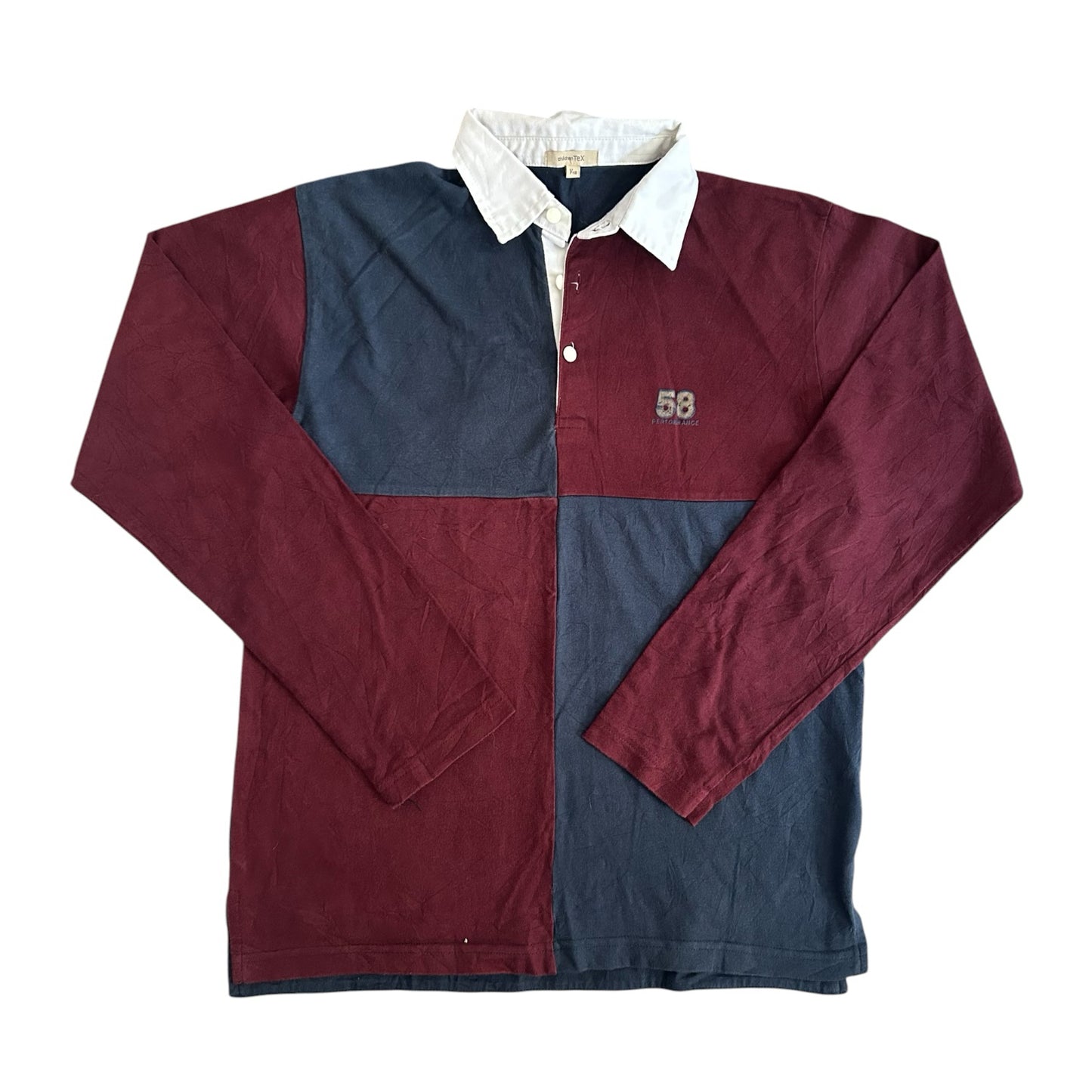 Aged 14 Childrentex Navy and Burgundy Rugby Shirt
