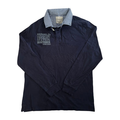 Large Canda Navy Rugby Shirt with Shirt Collar