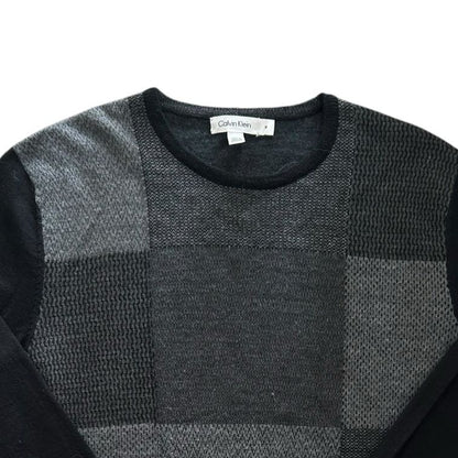 Medium Calvin Klein Black and Grey Wool Knitted Jumper