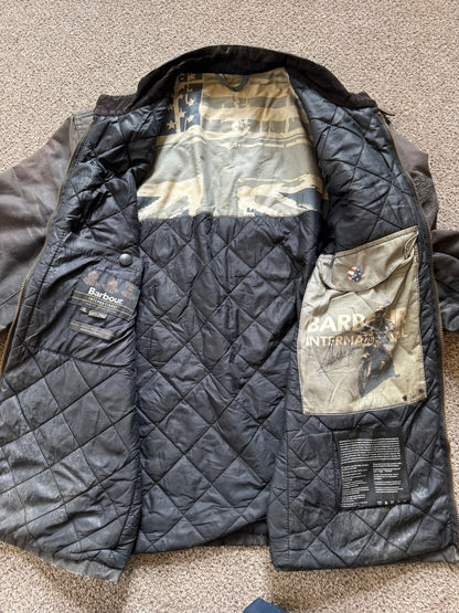 Woman's Extra large Barbour x Steve McQueen Bonner Biker Wax Jacket in a Browny Colour