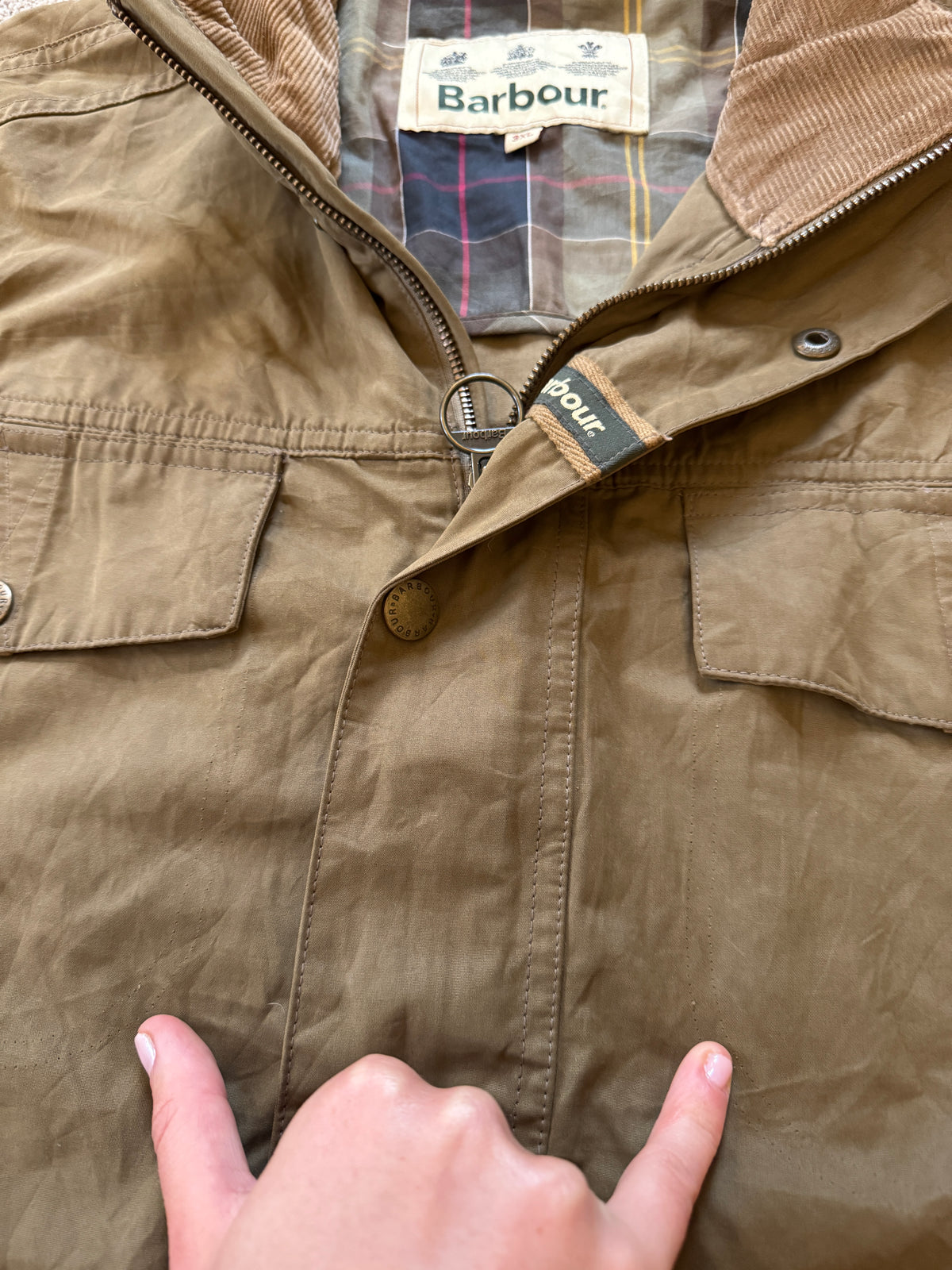 3XL Barbour Tan Light Brown Sanderling Casual Jacket (replaced pockets)