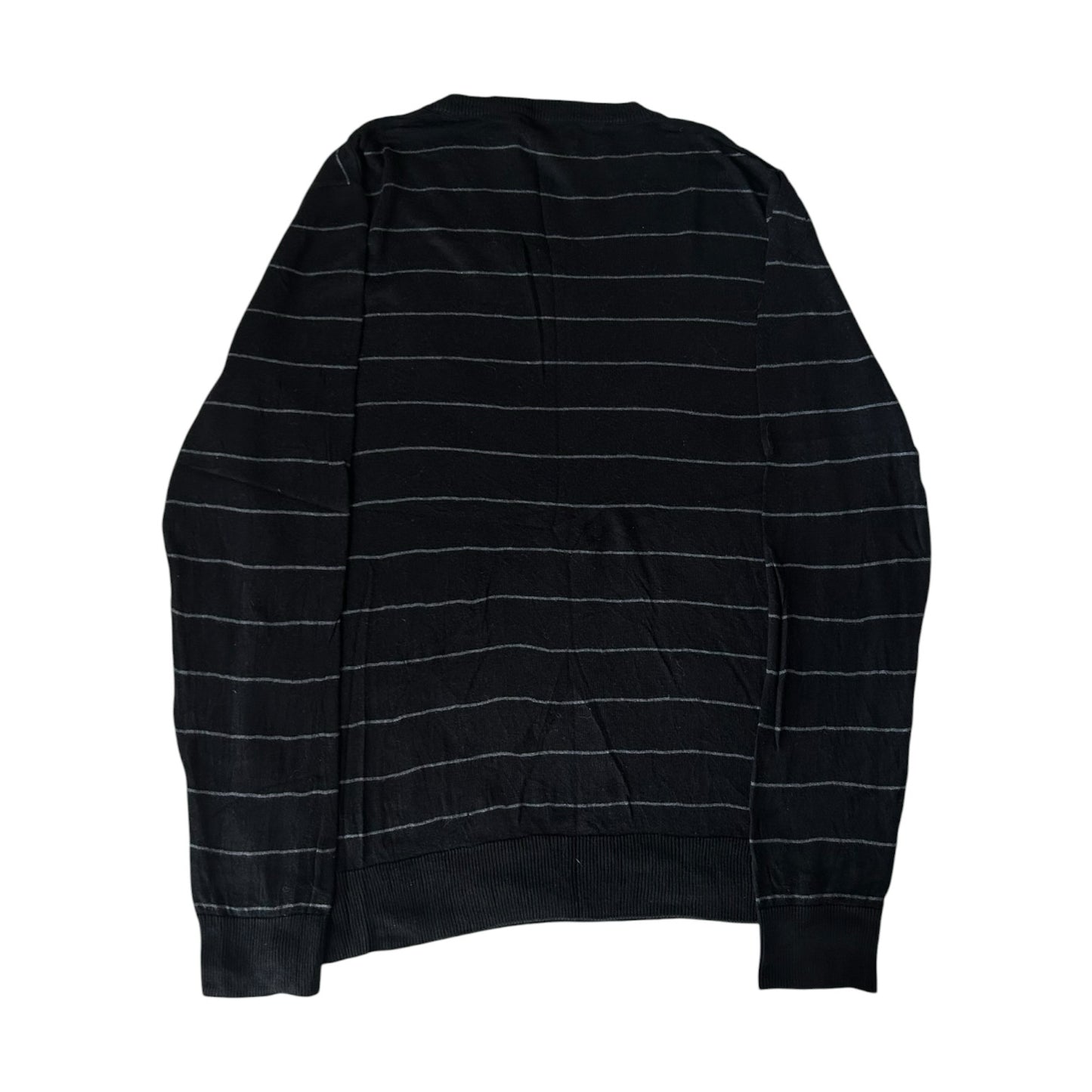 Medium Nautica Black and Grey V-Neck Jumper