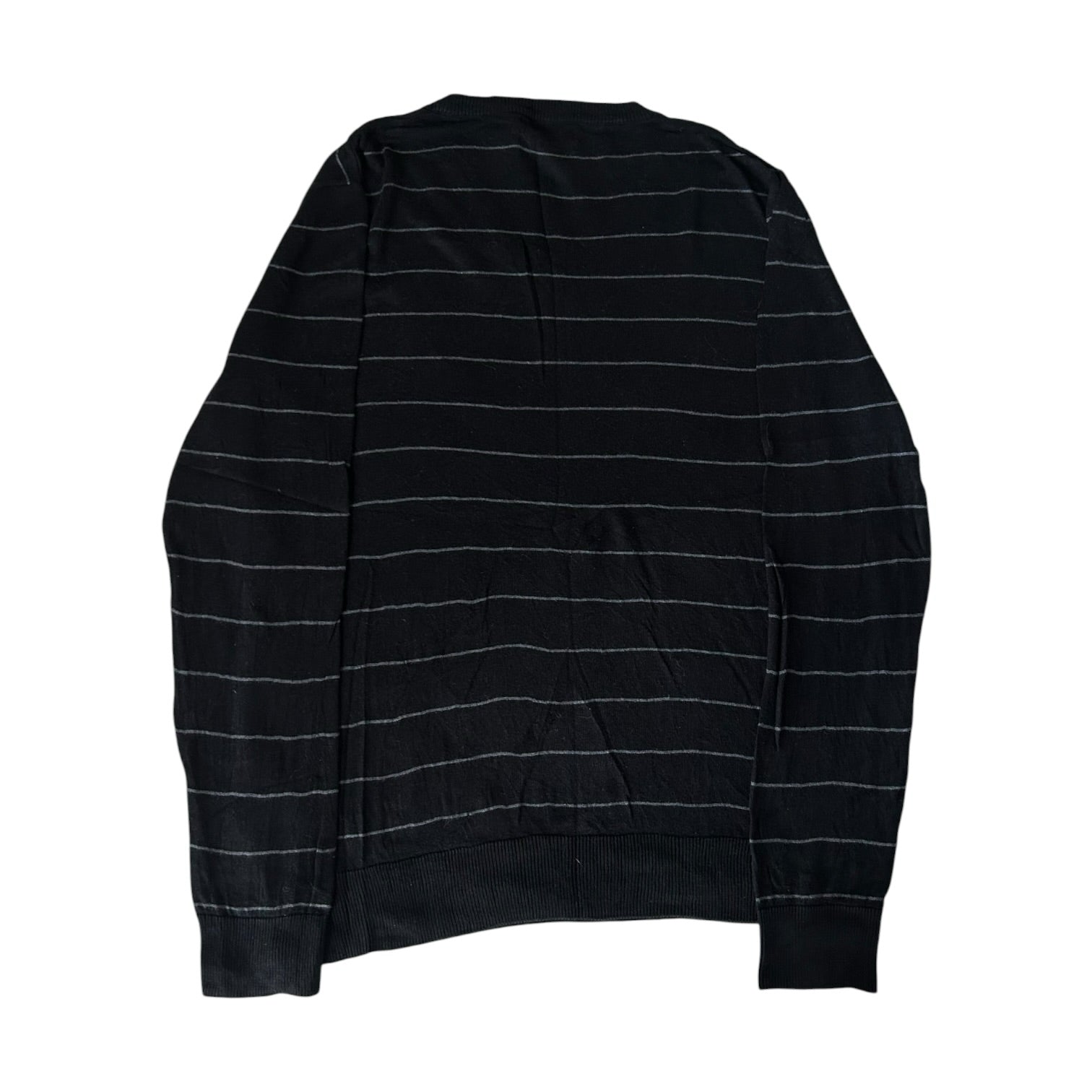Medium Nautica Black and Grey V-Neck Jumper