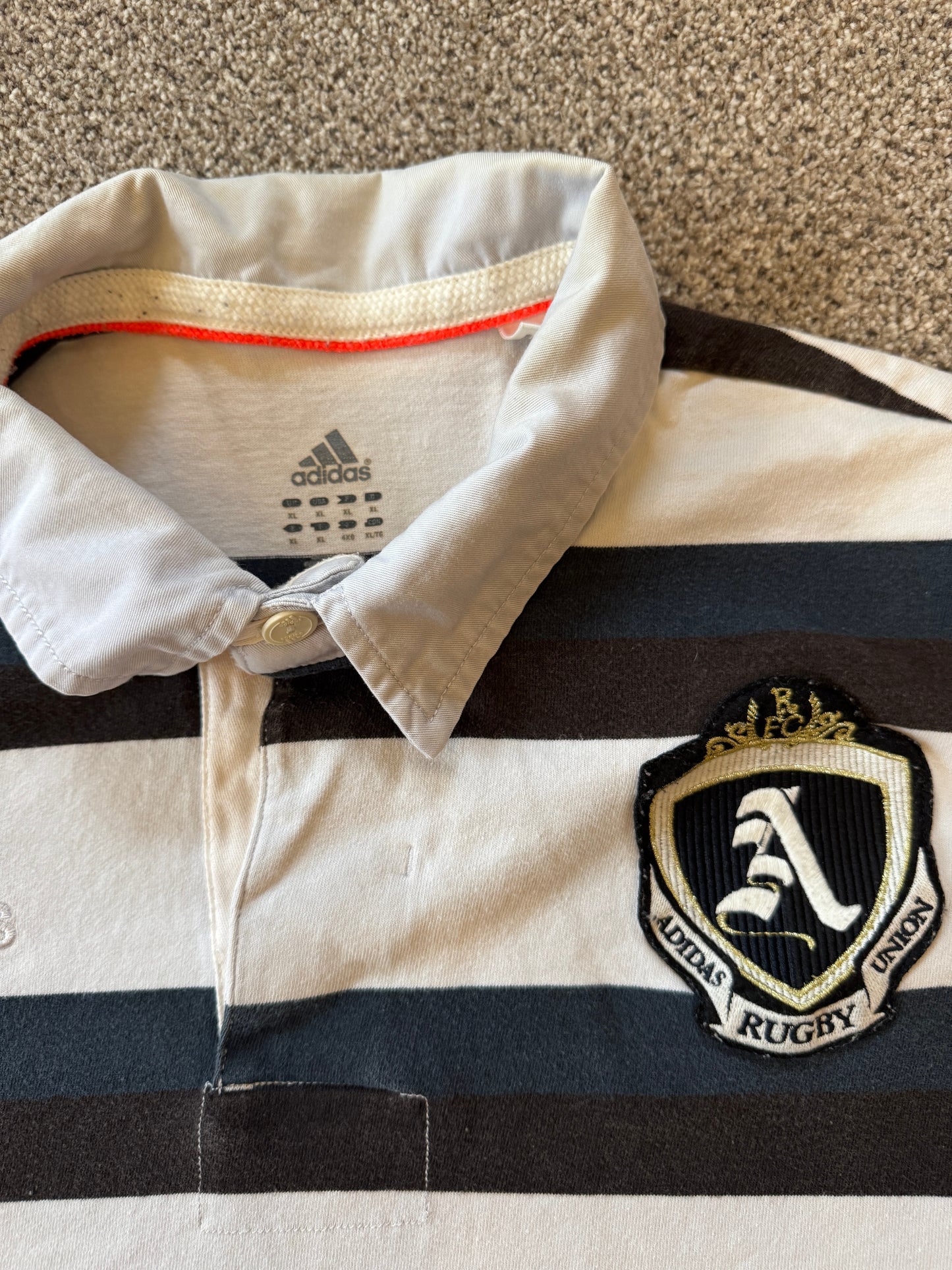 Extra large Adidas White And Navy Rugby Shirt