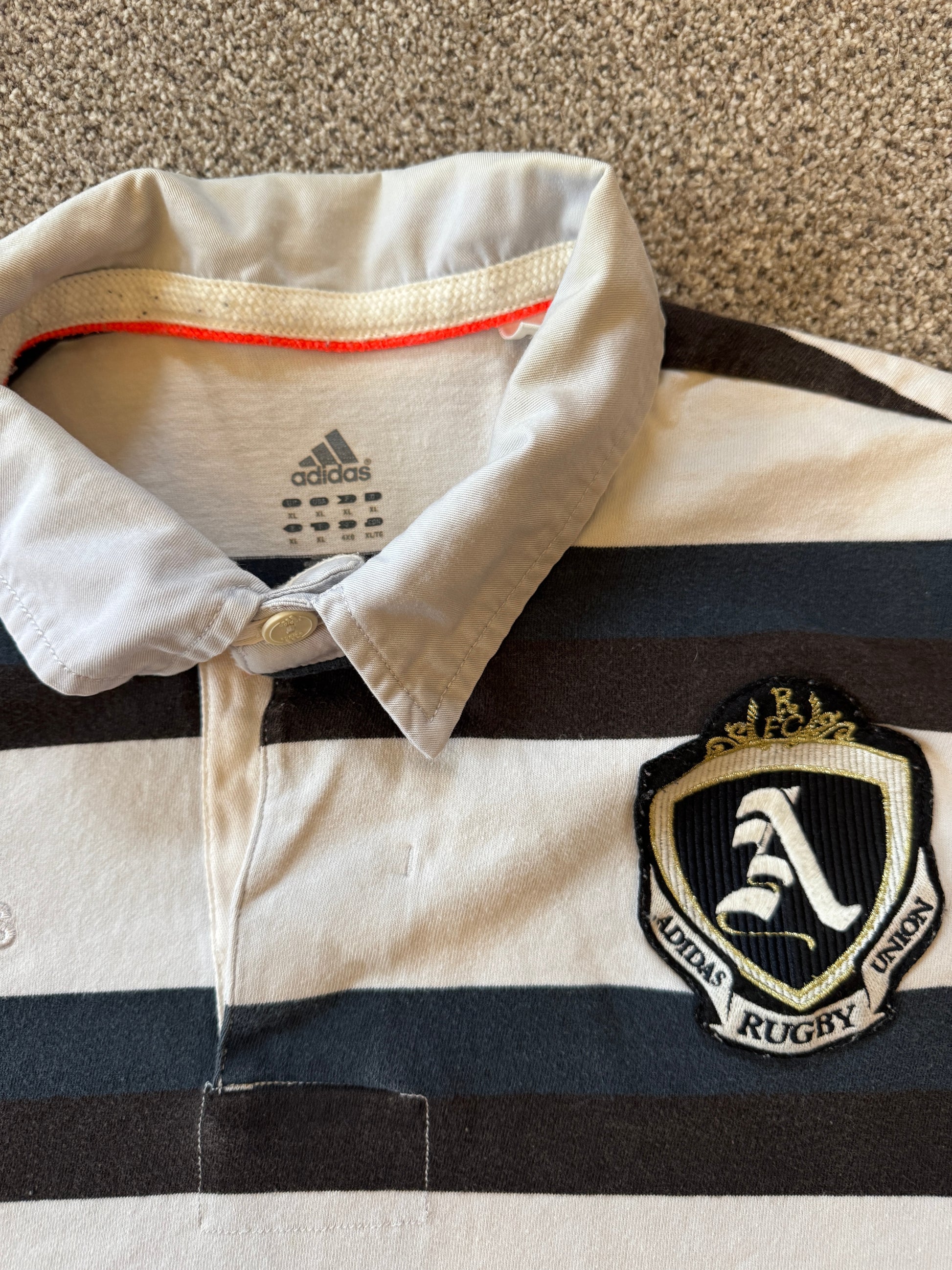 Extra large Adidas White And Navy Rugby Shirt