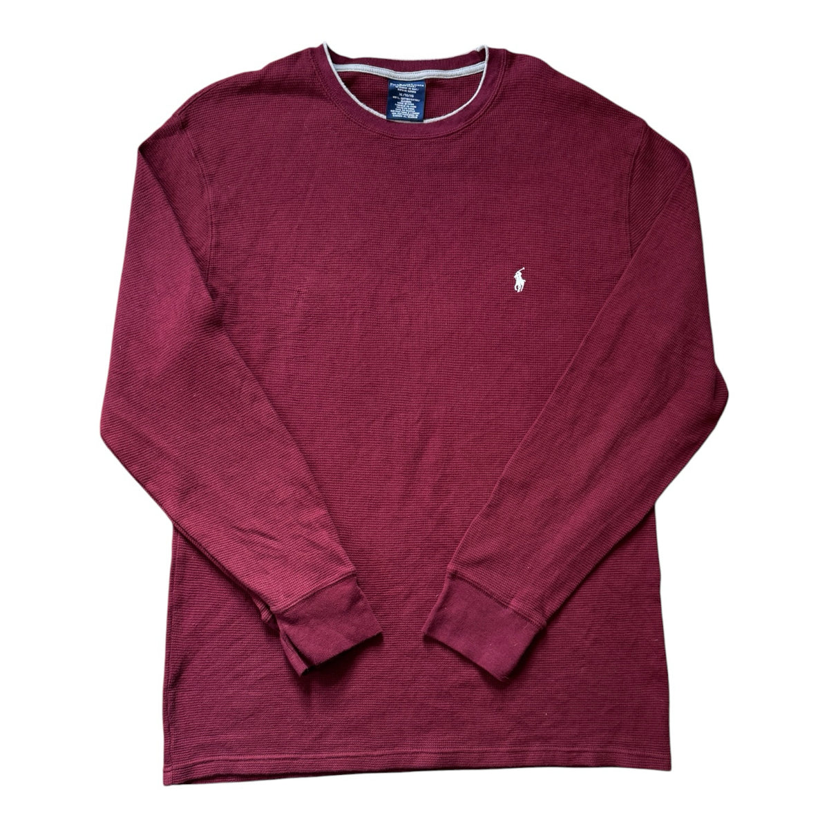 Extra large Ralph Lauren Burgundy Red Waffle Knit Thin Sweatshirt