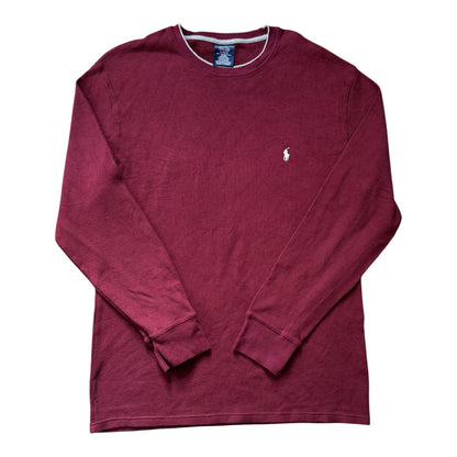 Extra large Ralph Lauren Burgundy Red Waffle Knit Thin Sweatshirt
