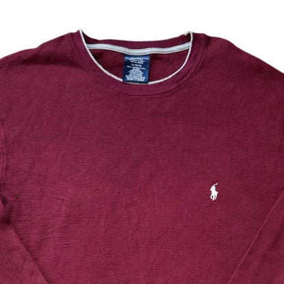 Extra large Ralph Lauren Burgundy Red Waffle Knit Thin Sweatshirt