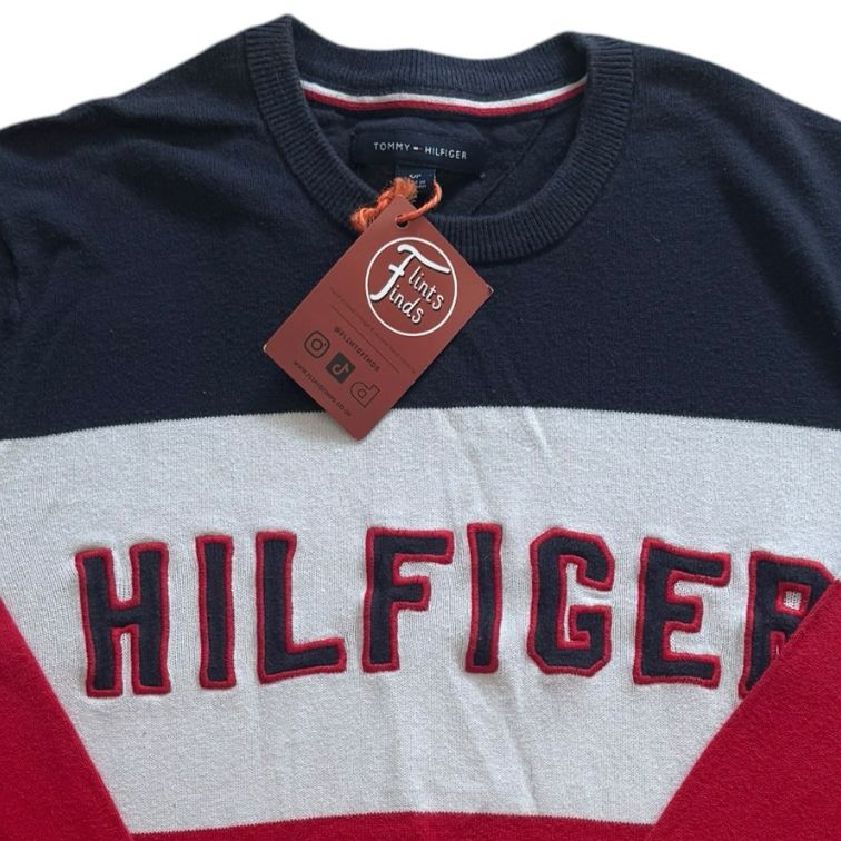 Small Tommy Hilfiger Navy, Red and White Spellout Sweatshirt