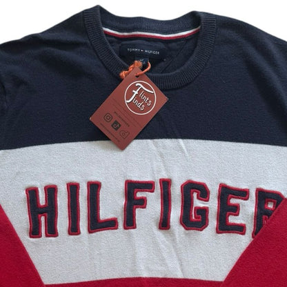Small Tommy Hilfiger Navy, Red and White Spellout Sweatshirt